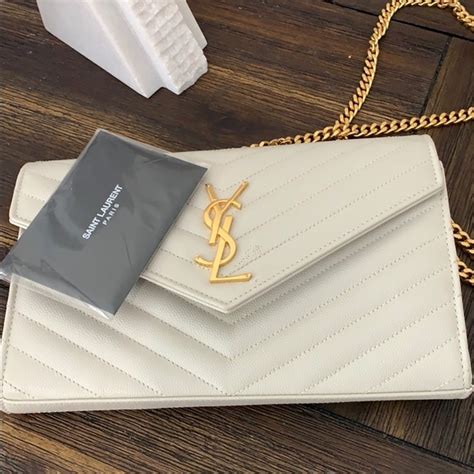 ysl hand bag white|white ysl bag gold chain.